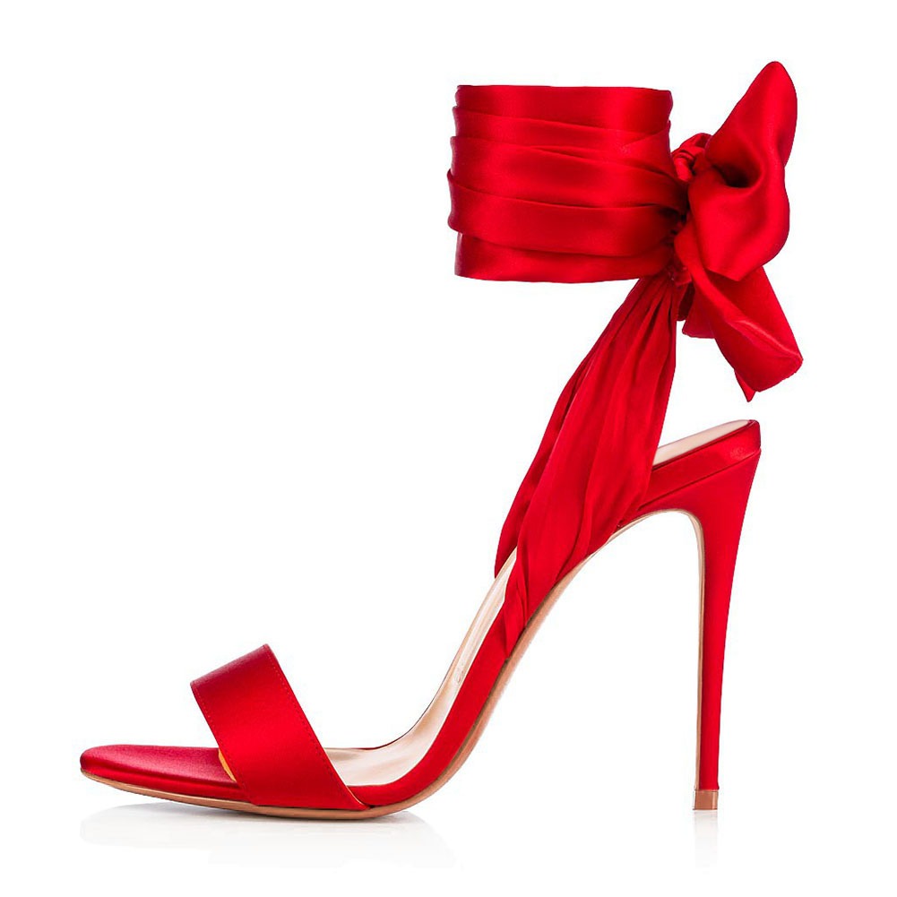 Red Ankle Bow High Heels