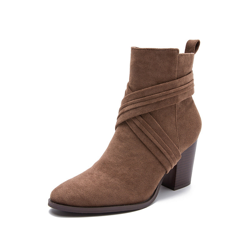 Square Heels Suede Martin Boots