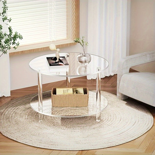 Double - Layer Acrylic Transparent Round Table