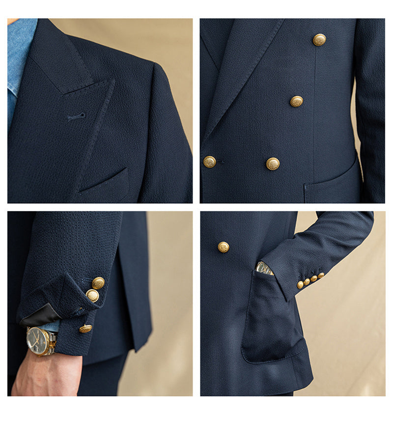 Seersucker Half-lined Double-Breasted Suit
