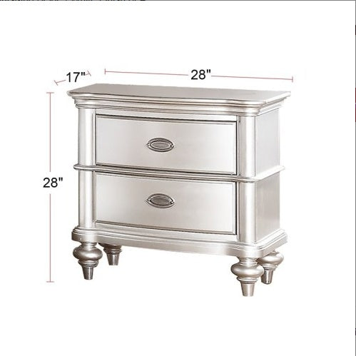 Antique Silver 2-Drawers Bed Side Table