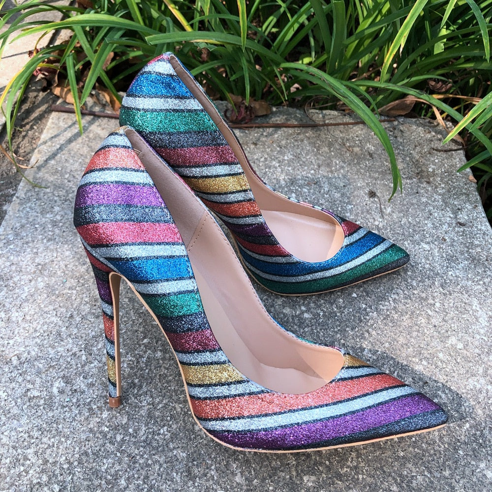 Tikicup Rainbow Iridescent Stiletto High Heels