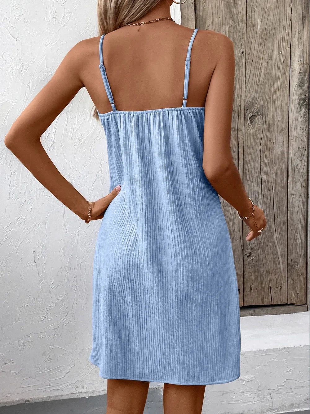 Ivy Lane Textured V-Neck Mini Cami Dress