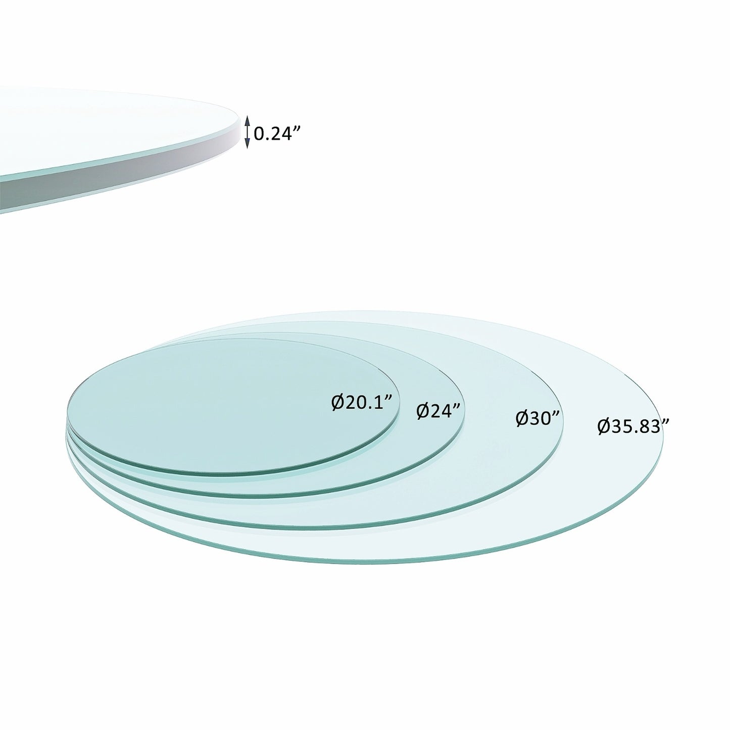 Round Tempered Glass Table - Thick Flat Polished Edge