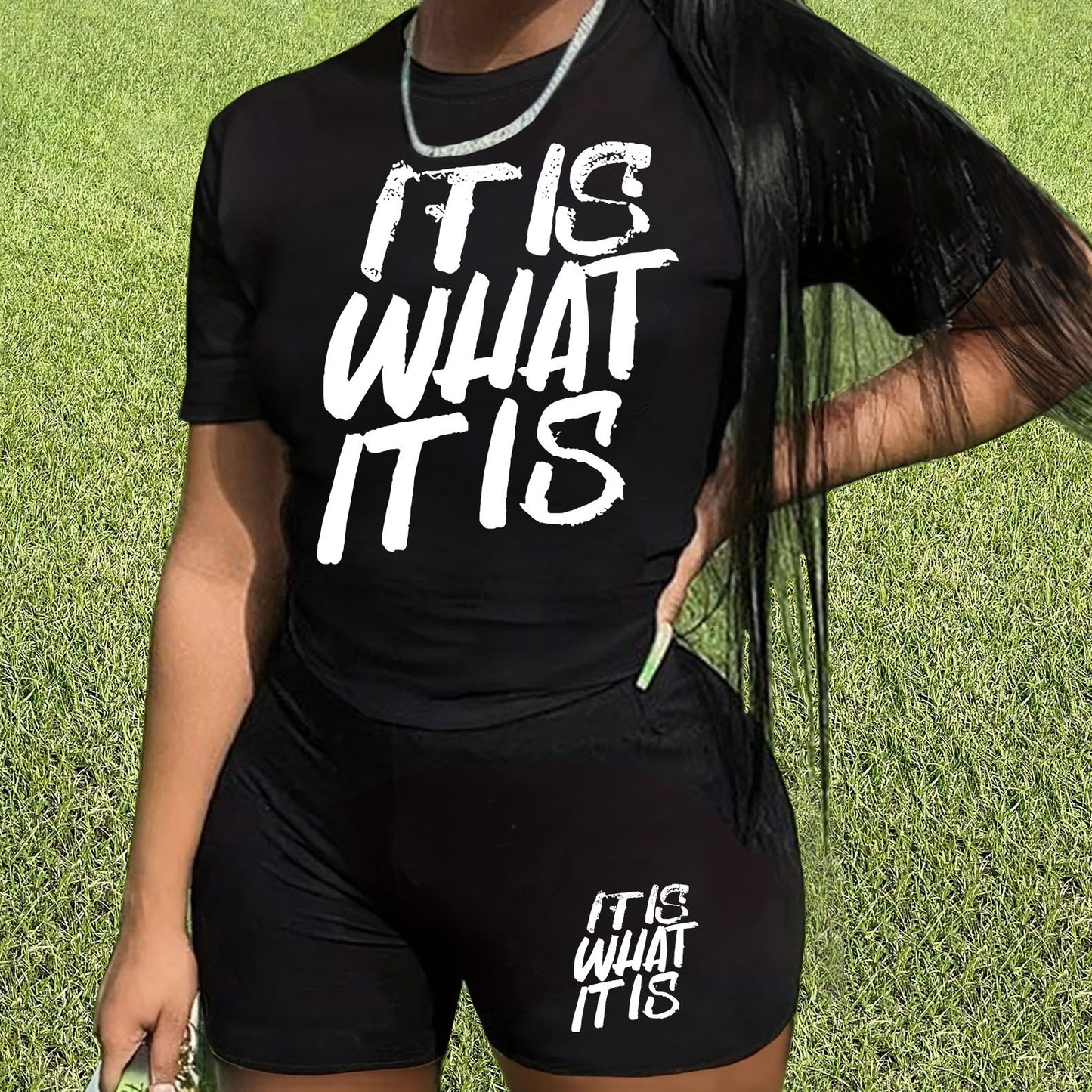 "It Is What It Is" Two-Piece Short Set