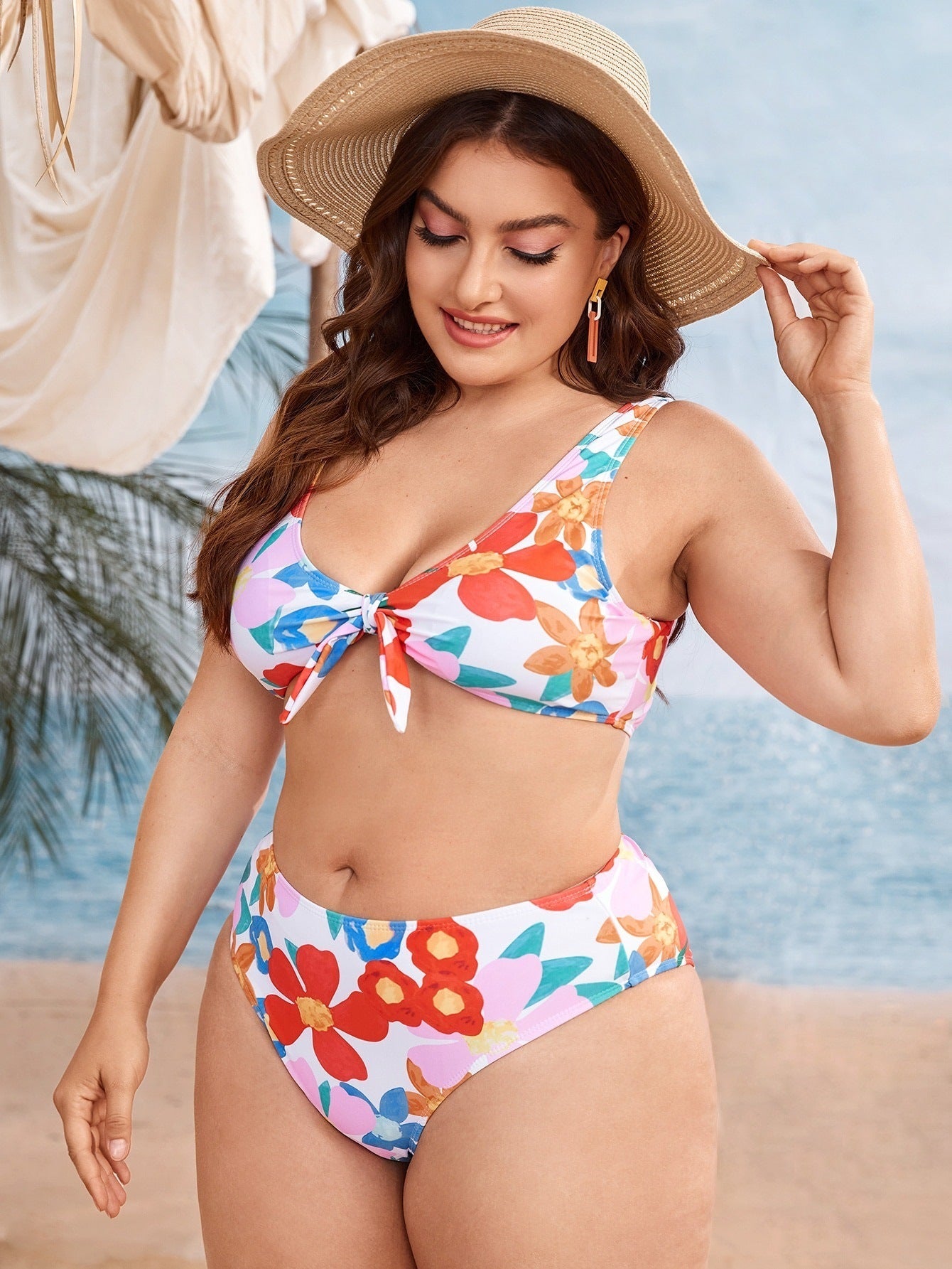 Floral Print Two-Piece Swimsuit - Plus Size