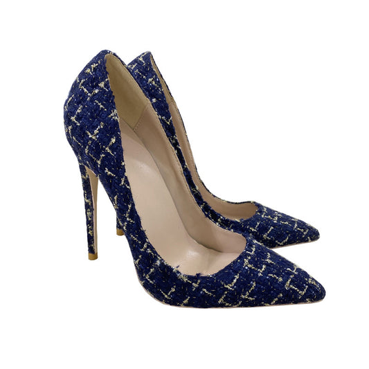 Woven Pointed Toe Stiletto High Heels