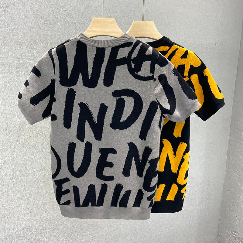 Knitted Short-Sleeved Sweater