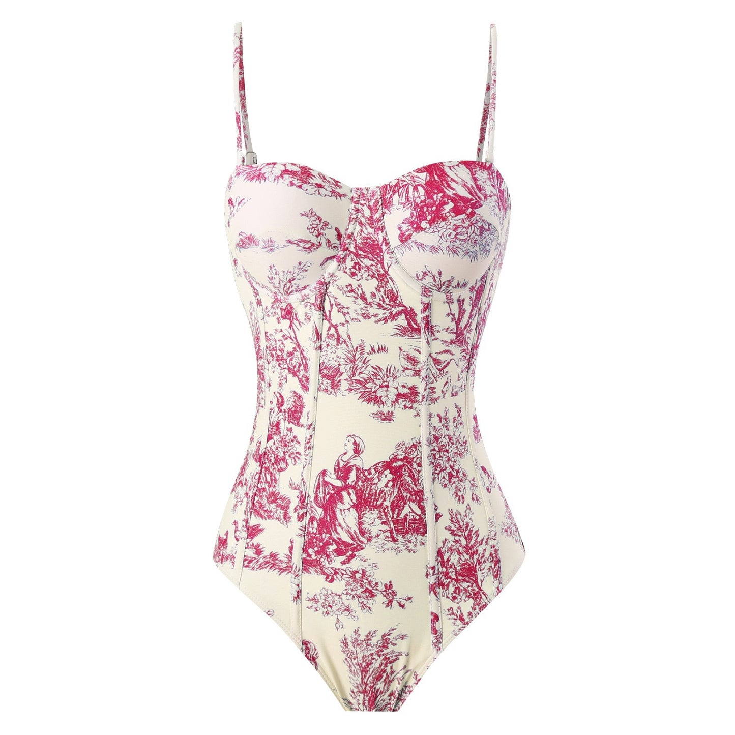 Floral One-Piece Spaghetti Strap Swimsuit Set
