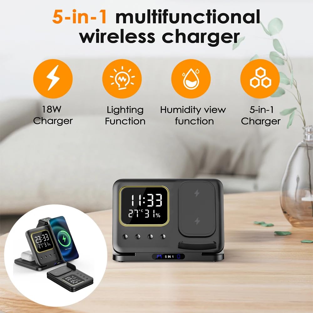 15w Fast Charging 5 in One Tabletop Wireless Charger
