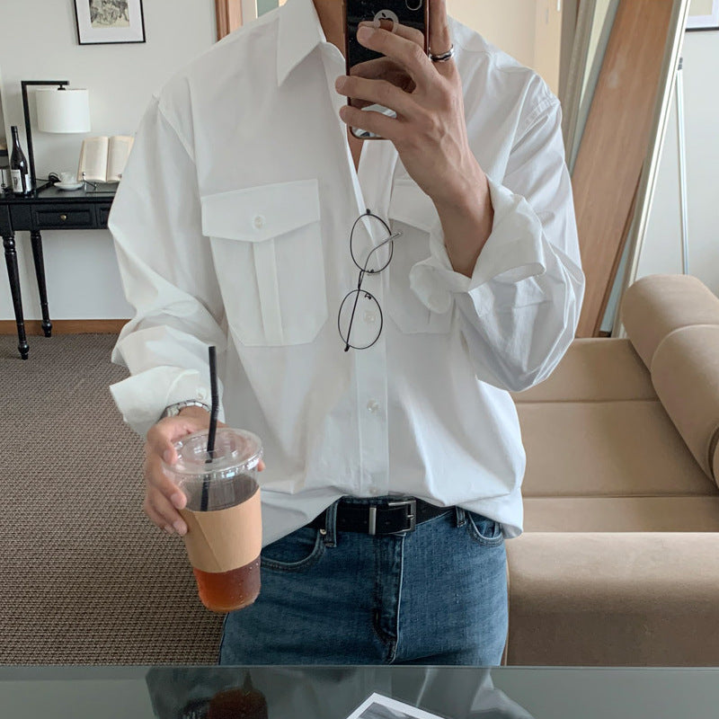 Pocketed Long Sleeve Button Down