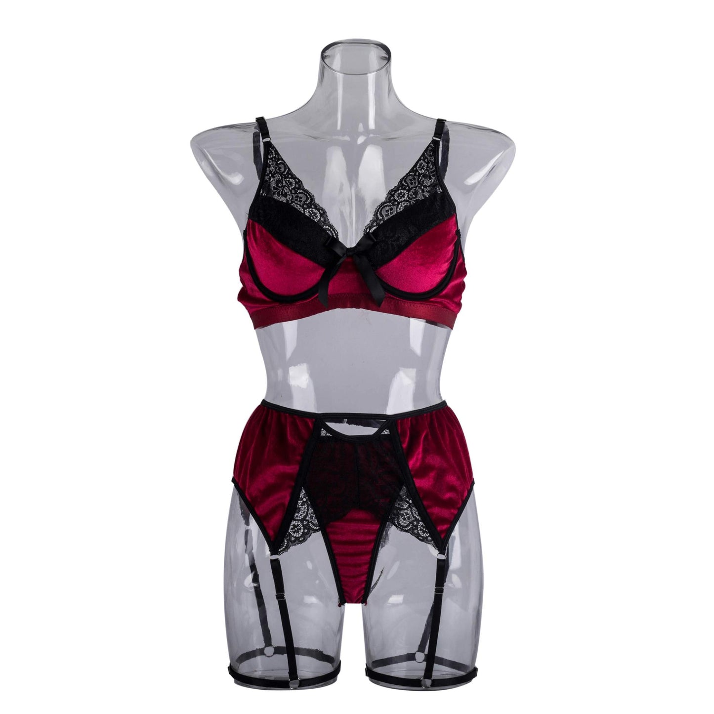 Lace Gater Metal Ring Lingerie Set