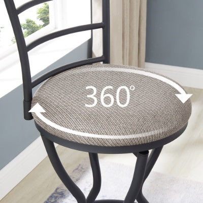 3-Piece Bar Table And Chairs Set with Metal Back and Fabric Seat