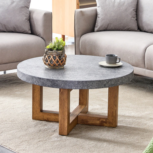 Modern Gray Texture MDF Round Coffee Table