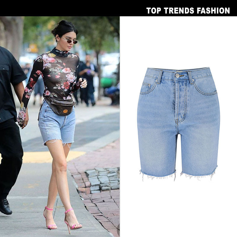 High Waist Denim Five Points No Stretch Jean Shorts