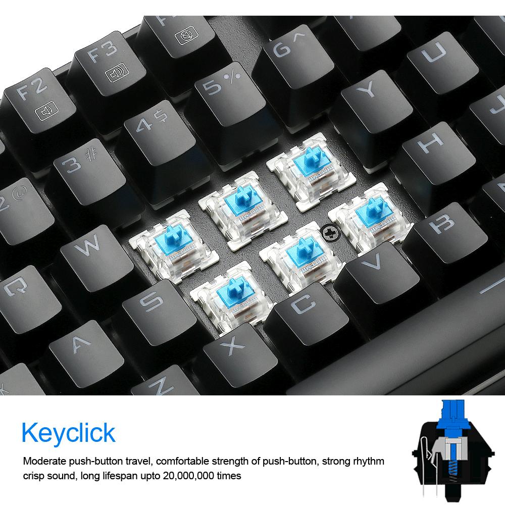 Redragon USB Mechanical Ergonomic RGB LED Gaming Wired Keyboard