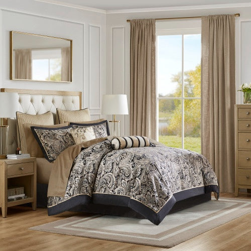 12 Piece Comforter Set With Cotton Bed Sheets - Queen Size