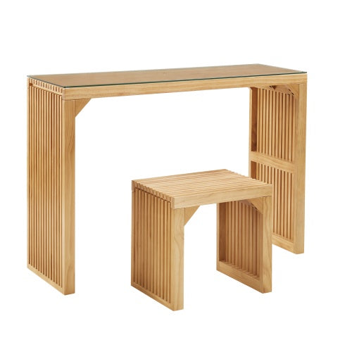 Pine Dining Bench And Table - Tempered Glass Included