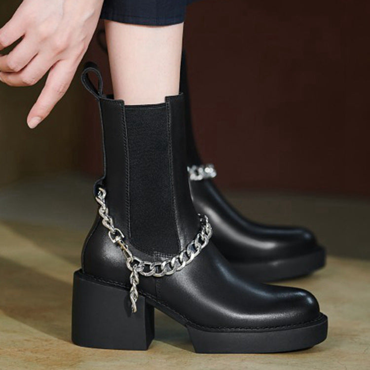 Ankle Chain Thick Soled Martin Boots