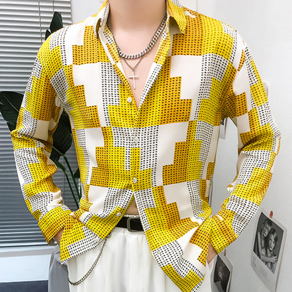 Printed Contrast Design Button Down