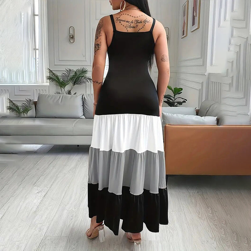 Sleeveless V Neck Spaghetti Strap Maxi Long Dress