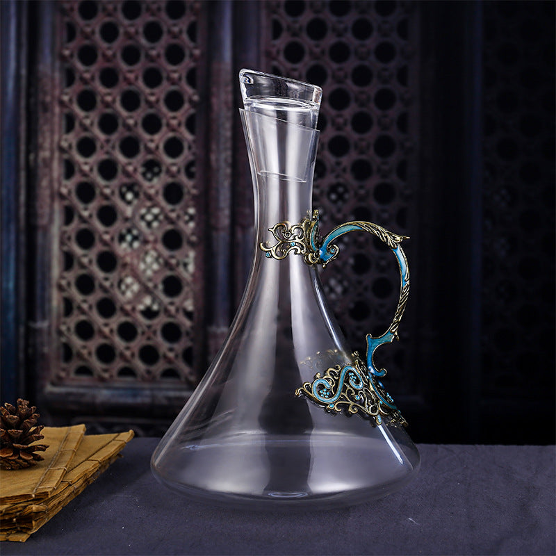 Red Wine Crystal Glass High Footed Cup Decanter Set