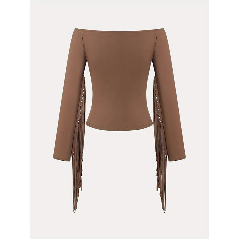 Cowgirl Off-Shoulder Fringe Blouse
