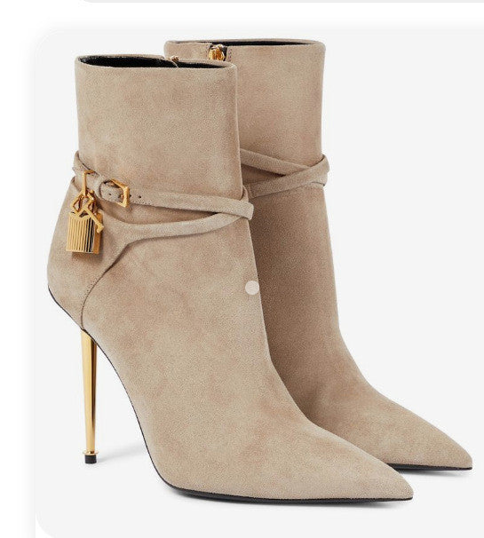 Ankle Lock Pointed Toe Ankle Boots