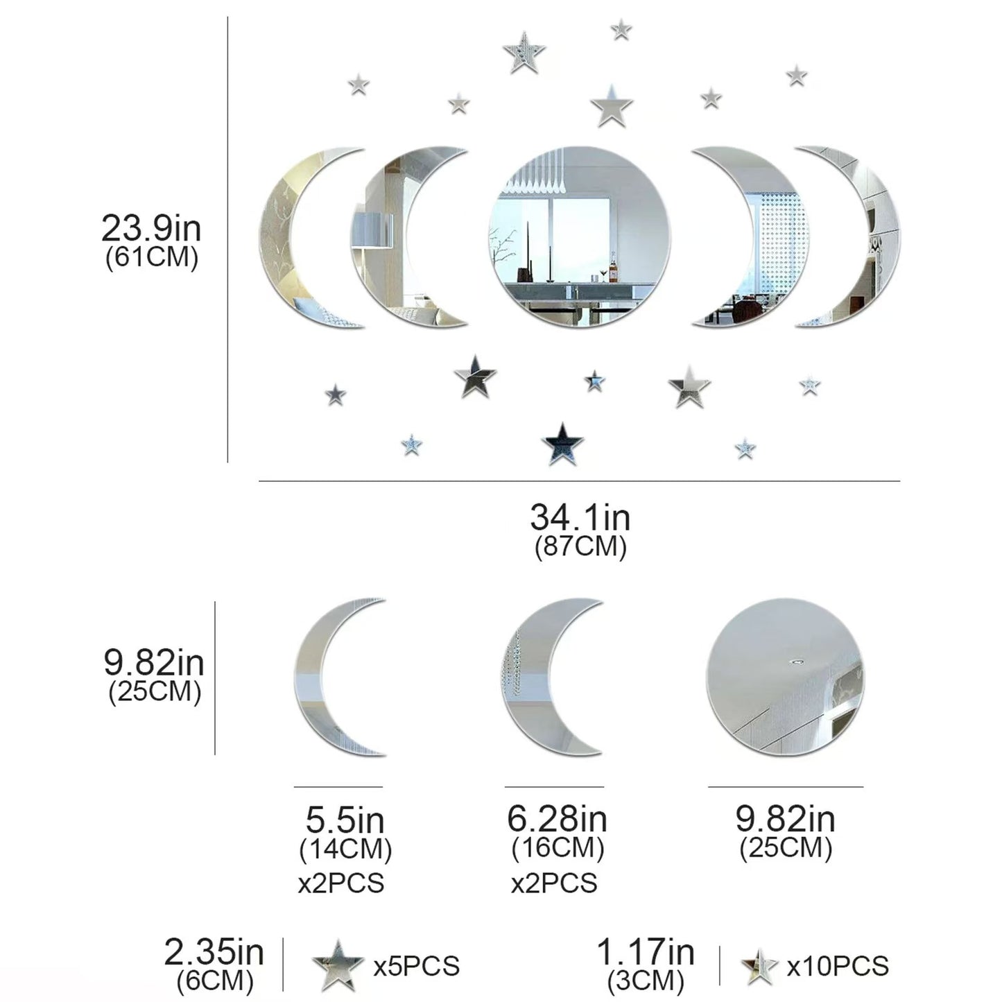 Acrylic Star Moon Shape Wall Sticker