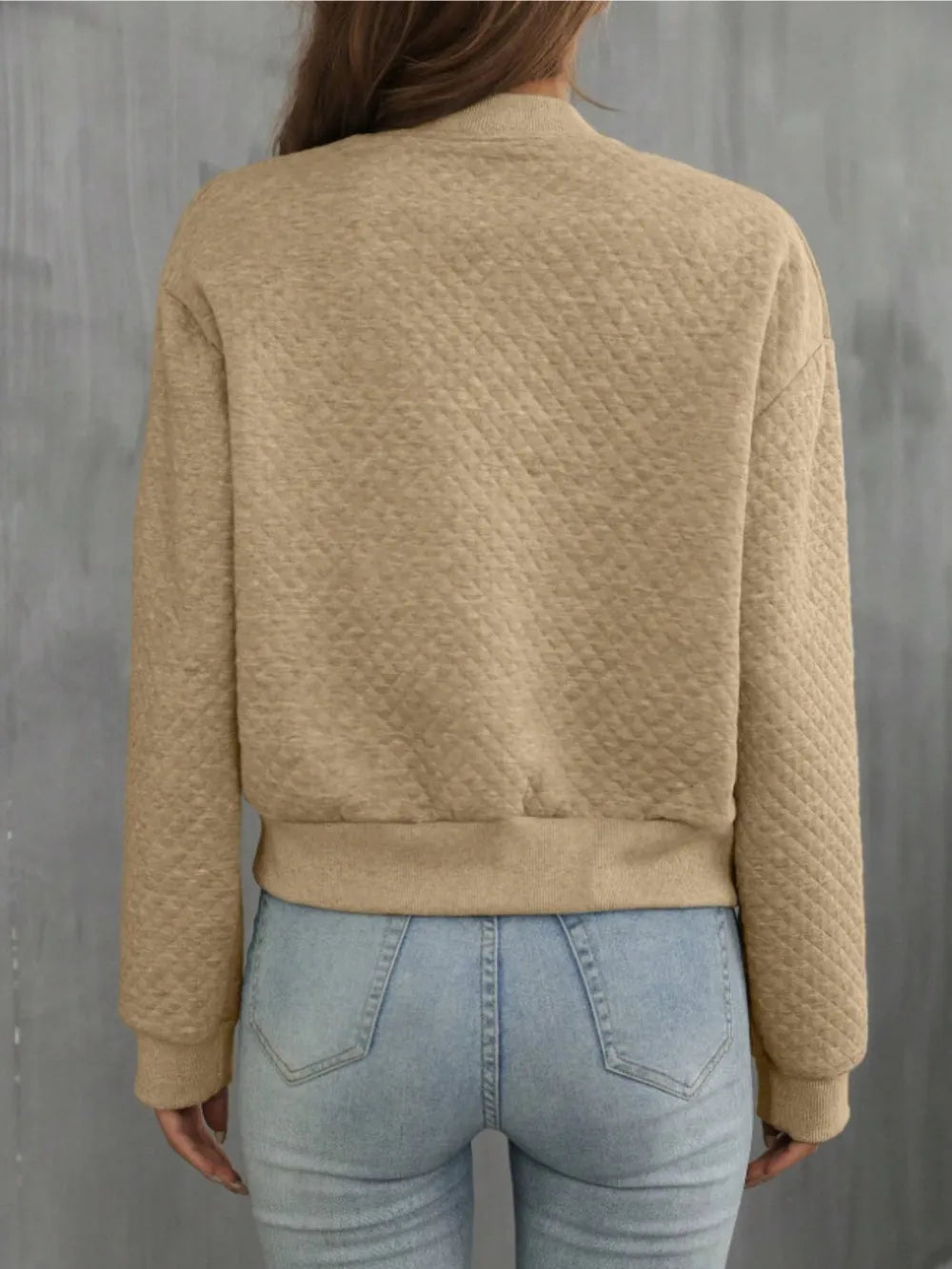 Zip Up Long Sleeve Bomber Jacket