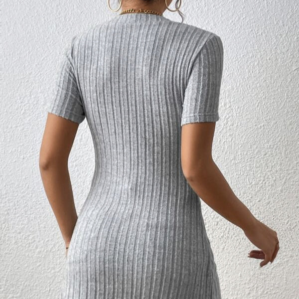 Square Neck Wrapped Edge Slit Long Top