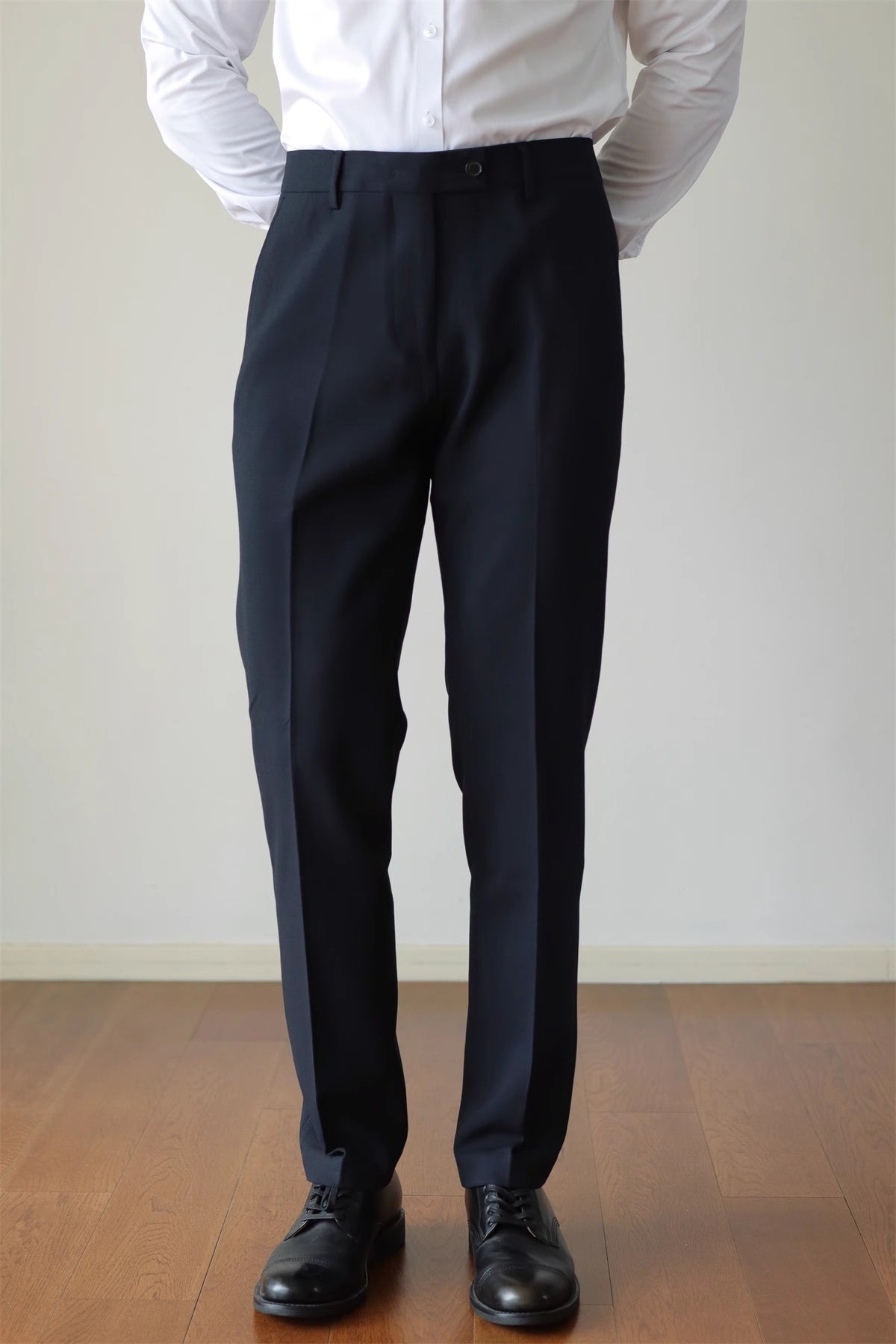 Slim Fit Elastic Straight Commuter Trousers