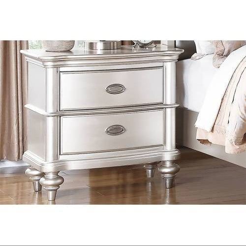 Antique Silver 2-Drawers Bed Side Table