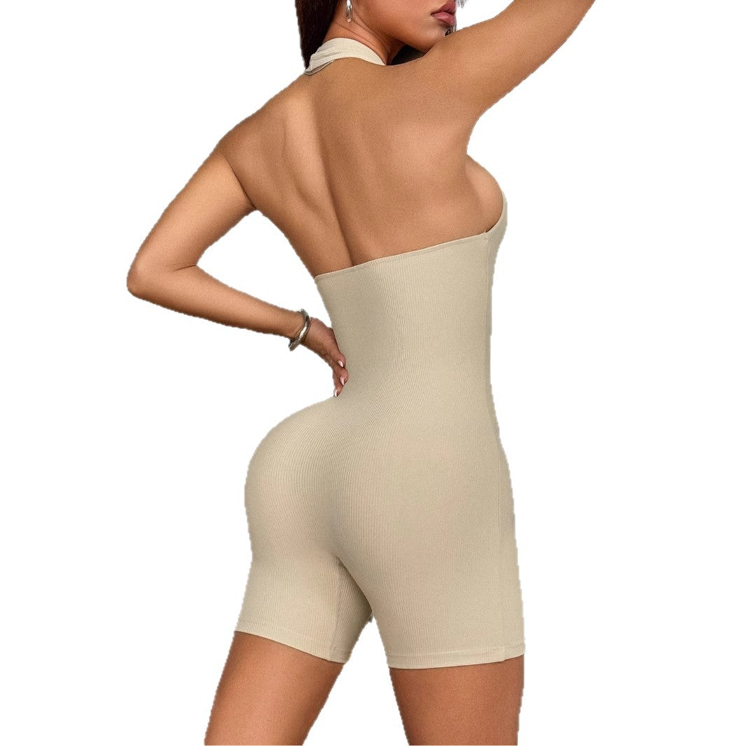 Hanging Neck High Stretch Jumpsuit
