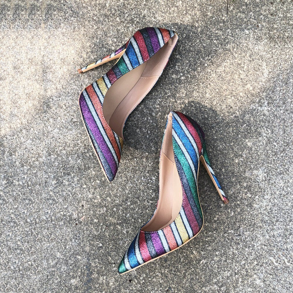 Tikicup Rainbow Iridescent Stiletto High Heels