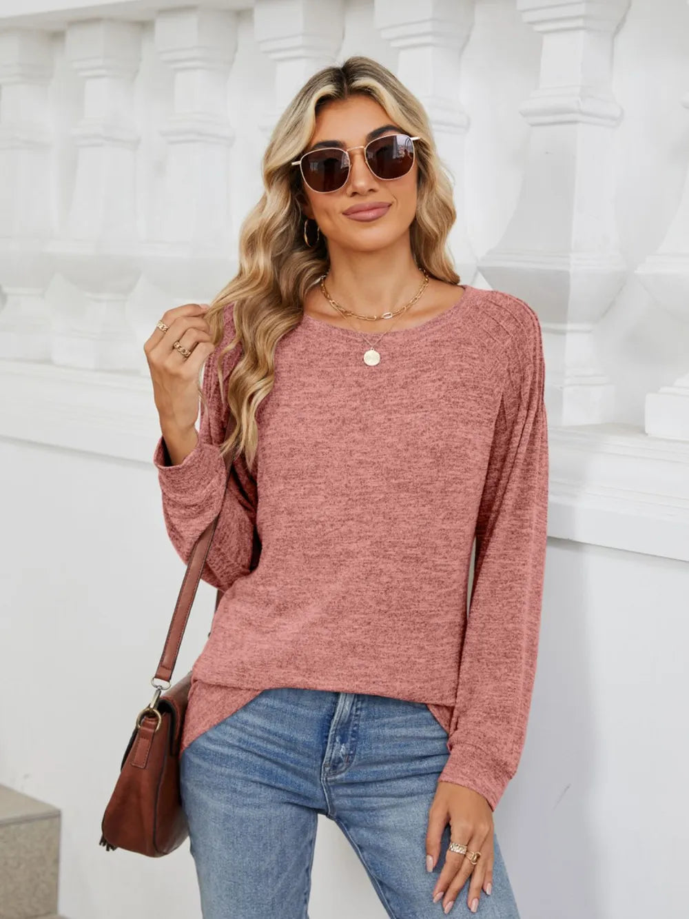 Round Neck Loose Drawstring Sweater
