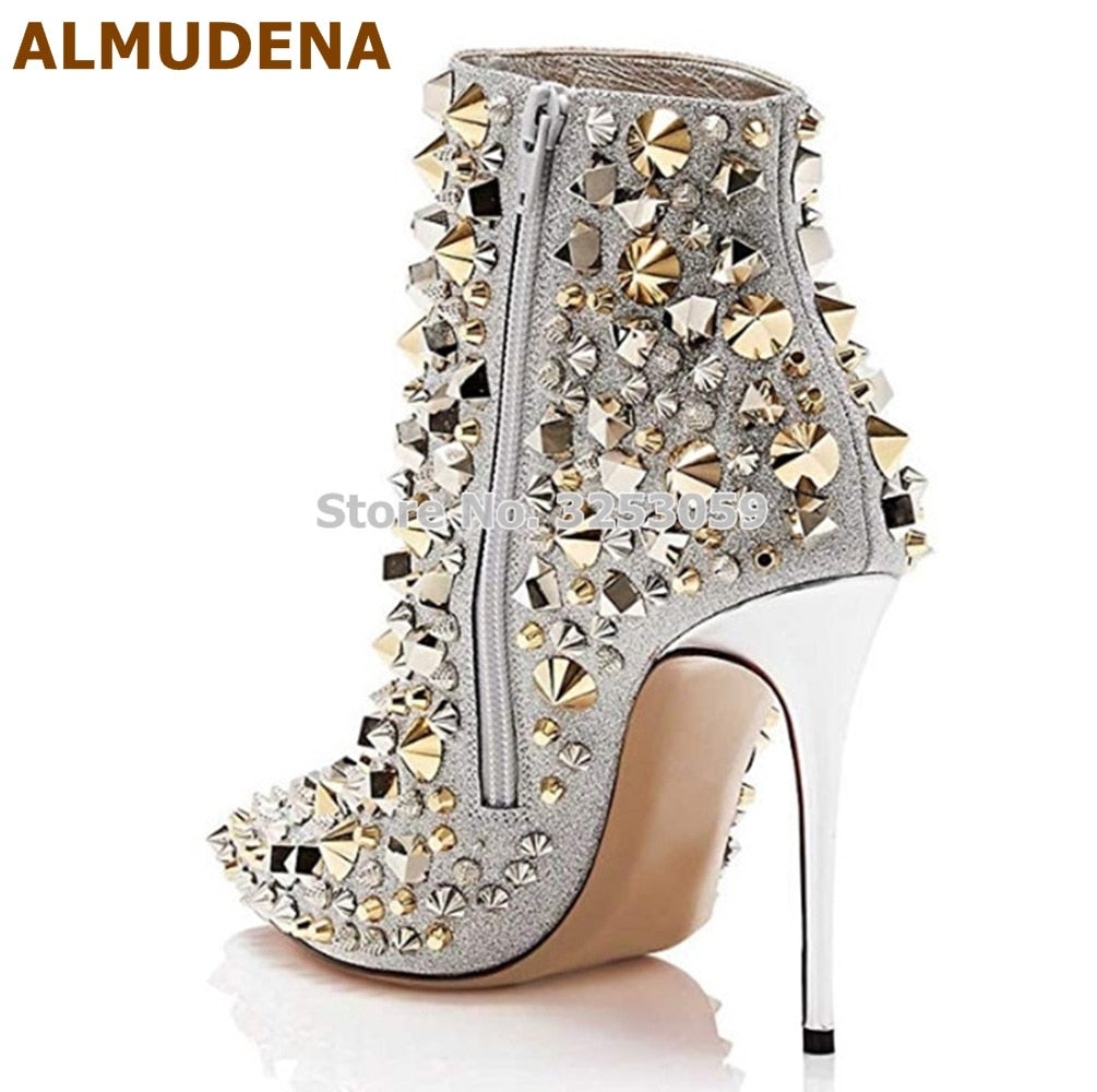 Studded Stiletto Ankle Boots