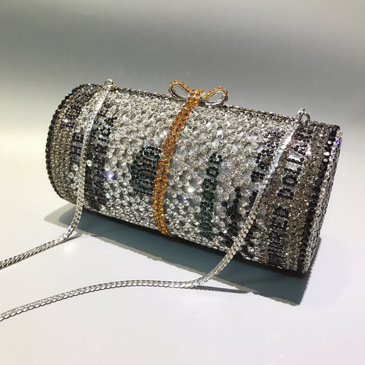 Roll Dollar Crystal Banquet Clutch