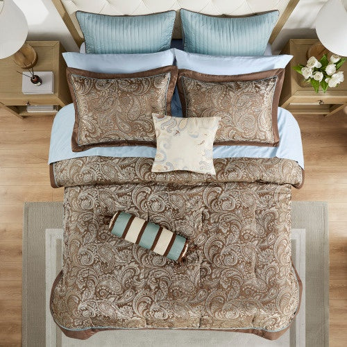 12 Piece Comforter Set With Cotton Bed Sheets - Full Size
