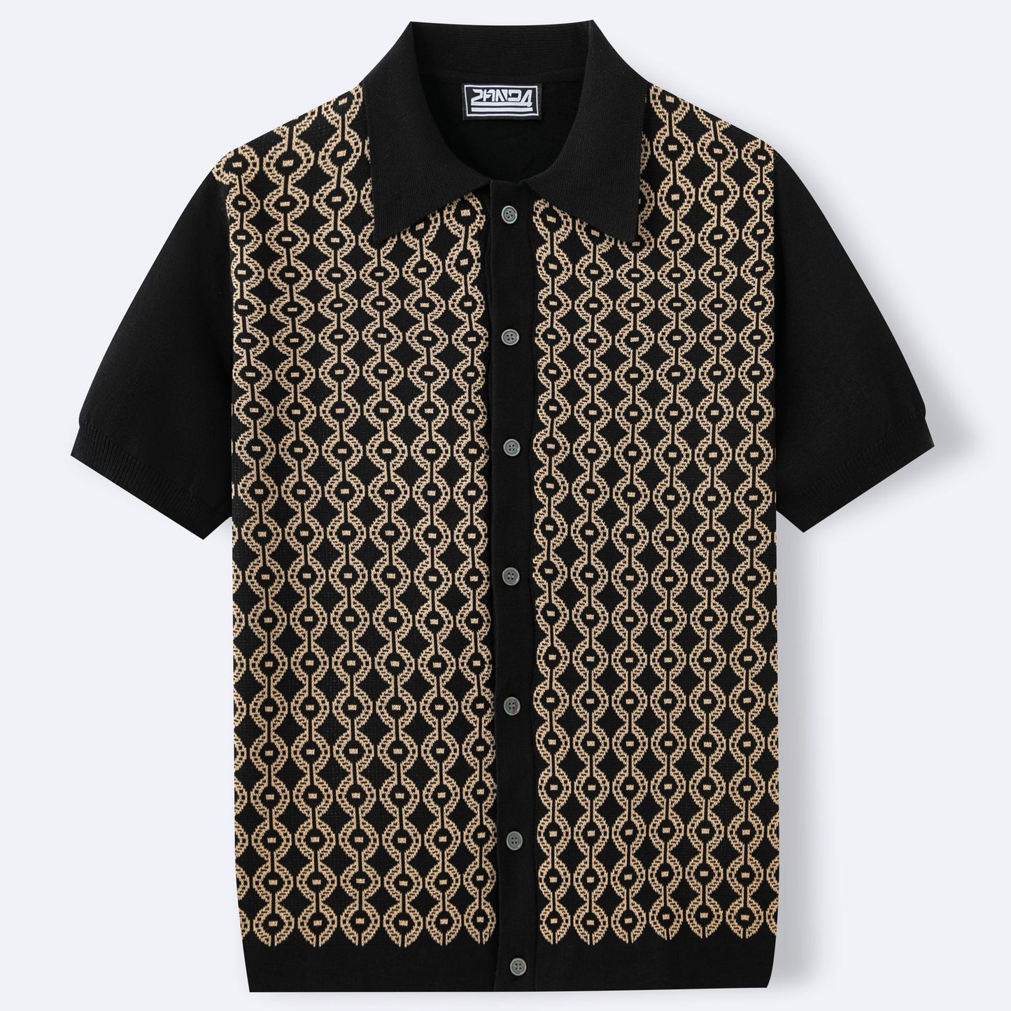 Tencel Short-Sleeved Lapel Jacquard Cardigan