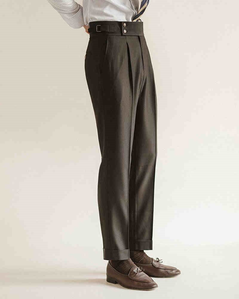 High-waisted Paris Button Straight Leg Pants