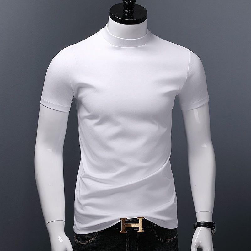Slim-fit Mercerized Half-high Collar Tee