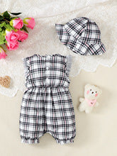 Baby Girl Bow Plaid Jumpsuit
