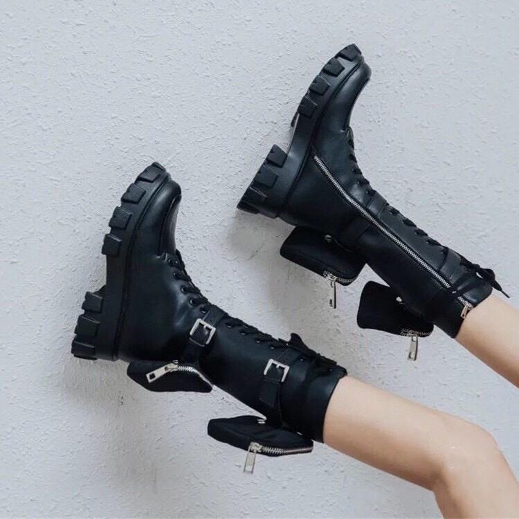 Leather Platform Bag Tactical Martin Boots