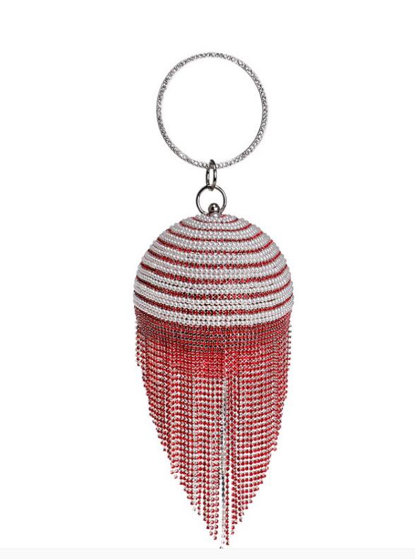 Diamond Tassel Pearl Beaded Clutch