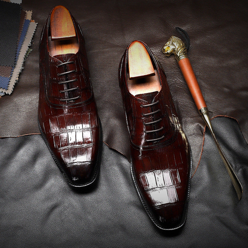 Lace-Up Leather Leather Dress Shoes