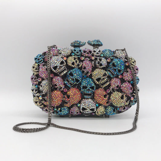 Colorful Skull Ghost Diamond Clutch