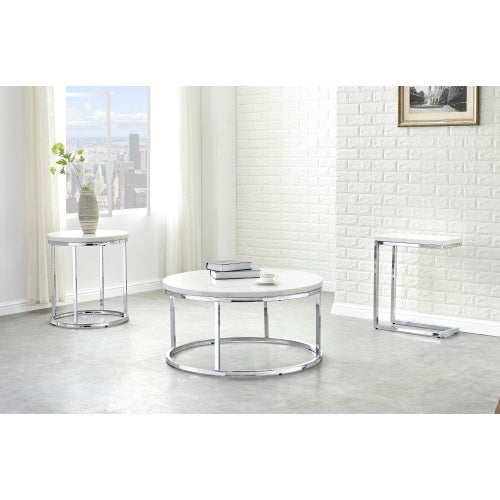 Echo - White Marble Top Round Coffee Table