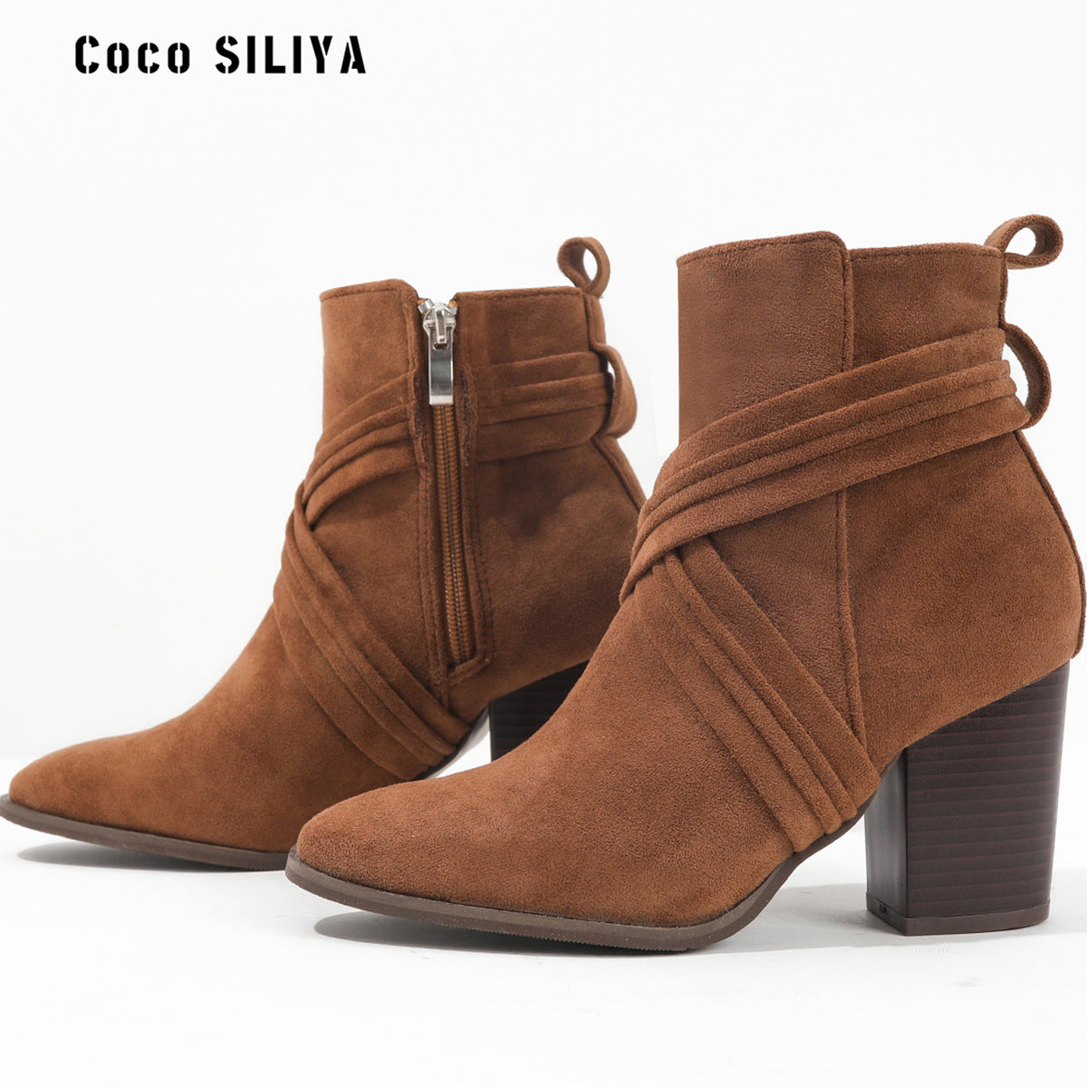 Square Heels Suede Martin Boots