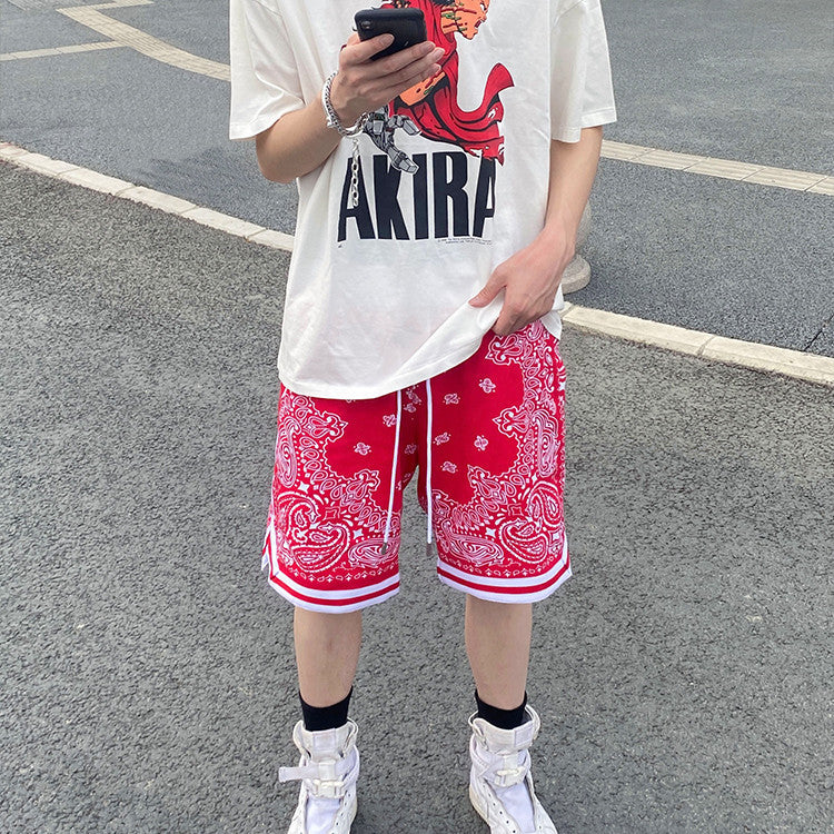 Bandana Print Loose Basketball Shorts